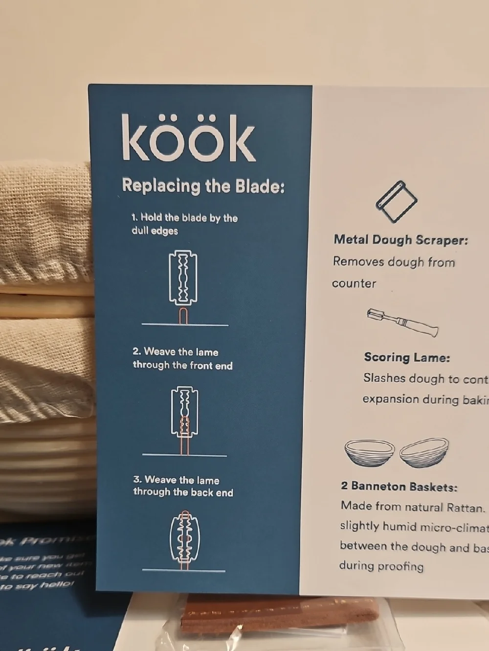 Kook Sourdough Proofing Set with Dough Scoring Lame - NIB